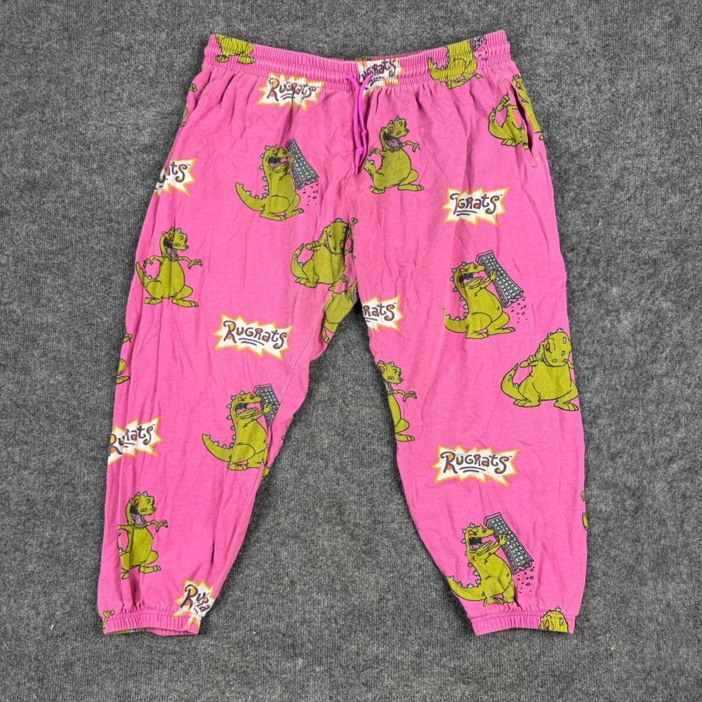 Nickelodeon Pajama Pants Mens Size 3X Pink Reptar Rugrats Graphic Lounge Joggers